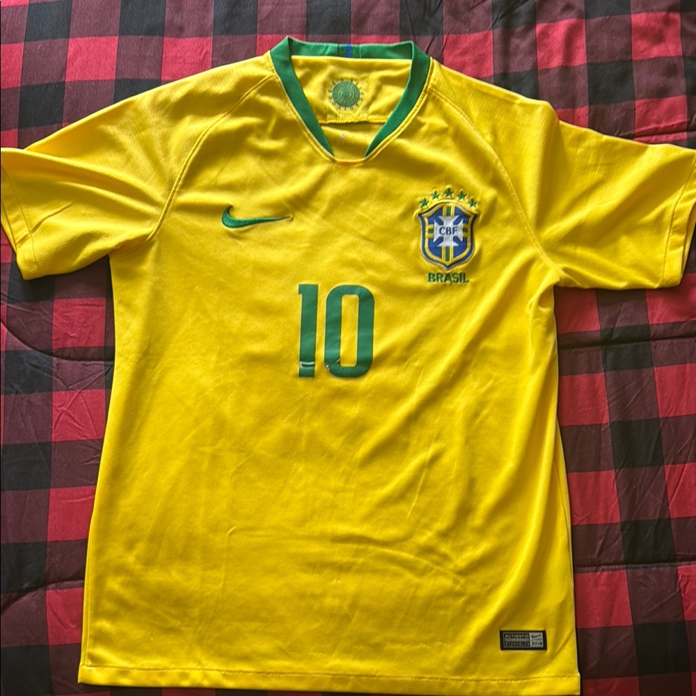 Nike Brazil National Team #10 Yellow Soccer Jersey